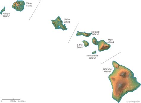 Hawaii Physical Map and Hawaii Topographic Map