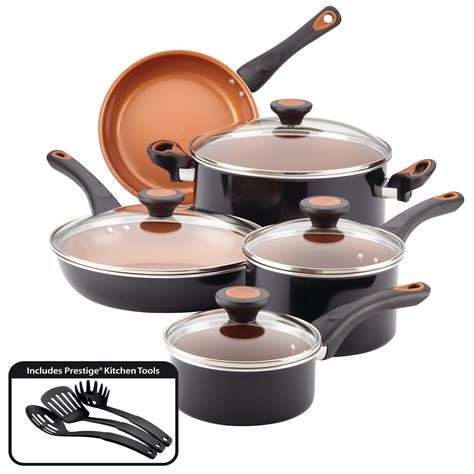 Farberware Glide Copper Ceramic Nonstick Cookware Set, Black, 12-Piece - Walmart.com