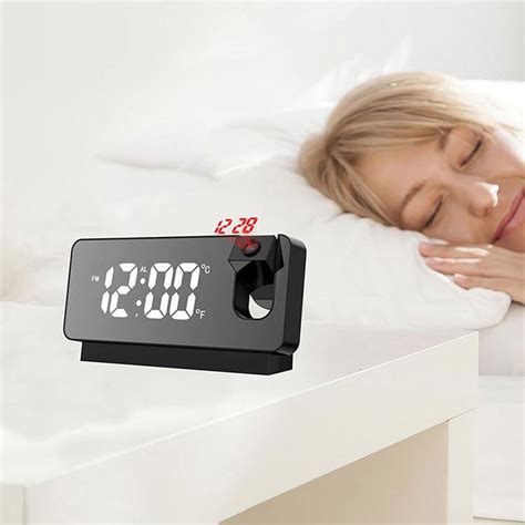 Projection Alarm Clock, Digital Clock with 180° Rotatable Projector, L ...