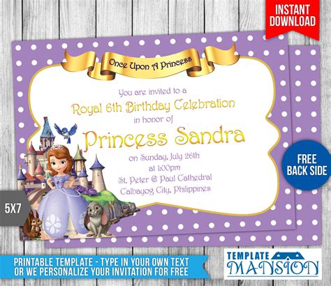 Sofia the First Birthday Invitation #1 by templatemansion on DeviantArt