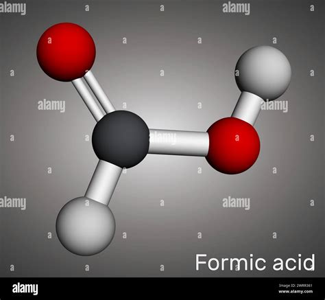 Formic acid, methanoic acid CH2O2 molecule. Molecular model. 3D rendering. Illustration Stock ...