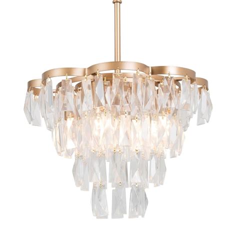 Uolfin Modern Gold Bedroom Chandelier, 4-Light Cluster Island Empire Chandelier with Cryst ...