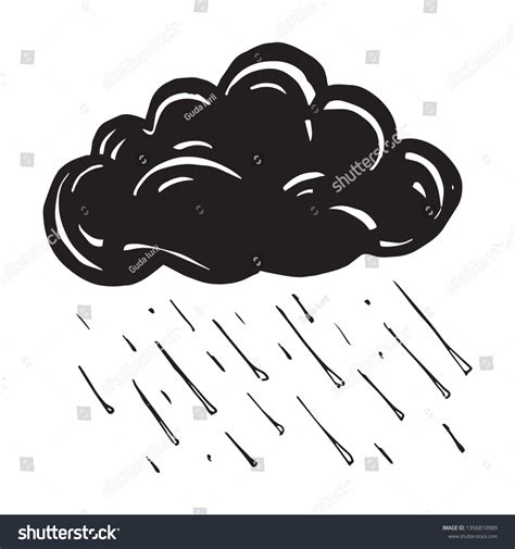 Rain Cloud Vector Black White Illustration: เวกเตอร์สต็อก (ปลอดค่าลิขสิทธิ์) 1356810989 ...