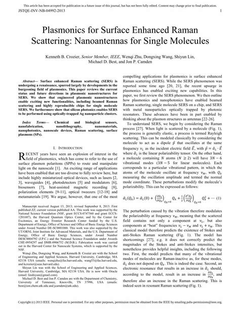 (PDF) Plasmonics for Surface Enhanced Raman Scattering - DOKUMEN.TIPS