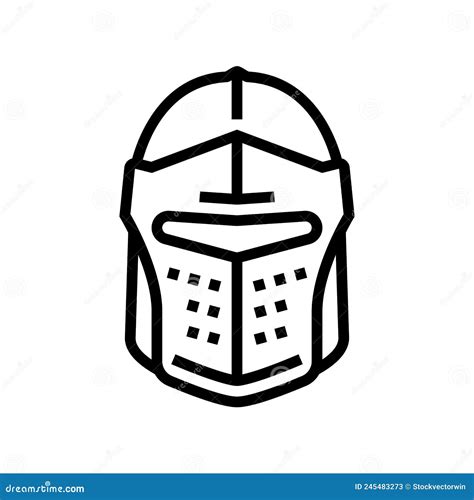 Helmet Knight Line Icon Vector Illustration Stock Vector - Illustration ...