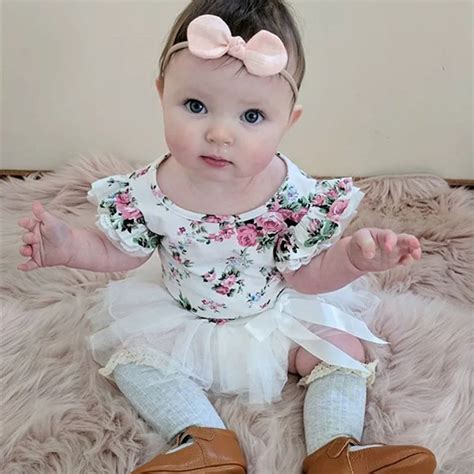 Newborn Infant Baby Girl Clothes Sleeveless Lace Ruffle Floral Rompers ...