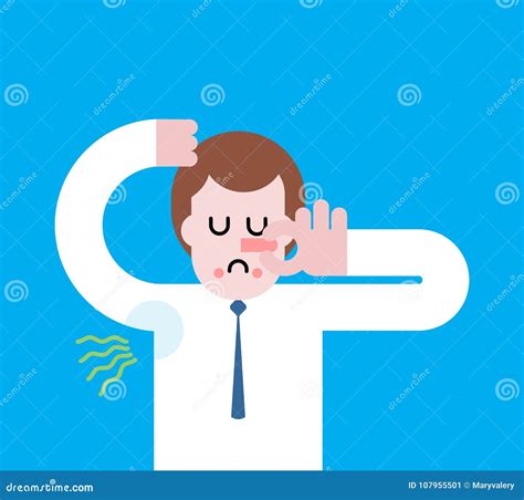 Smell of Sweat. Smelly Armpit. Stink. Man Close Nose. Guy Stubs Stock Vector - Illustration of ...