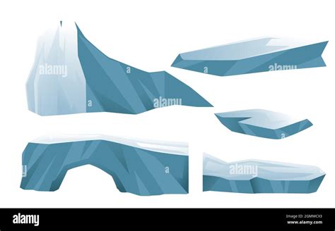 Set of nature winter arctic iceberg in different shapes vector ...