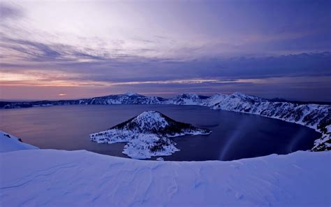 crater, Lake, Frozen, Winter, Volcano, Oregon Wallpapers HD / Desktop ...