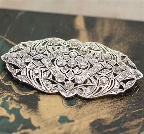 Circa 1900 Platinum & Diamond Brooch – Pippin Vintage Jewelry