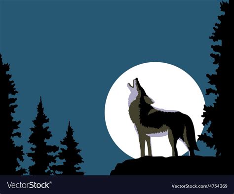 Wolf howling at moon Royalty Free Vector Image