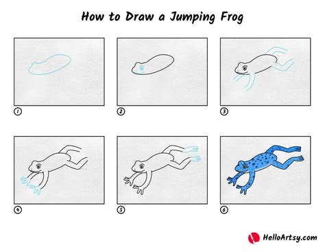 How to Draw a Jumping Frog - HelloArtsy