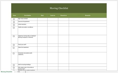 Free Moving Checklist