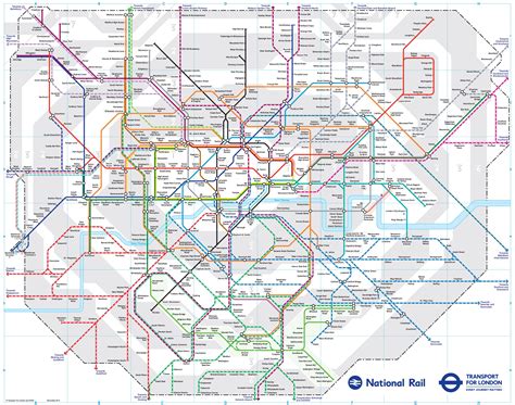 Map of London commuter rail: stations & lines | London underground map, London tube map, London ...