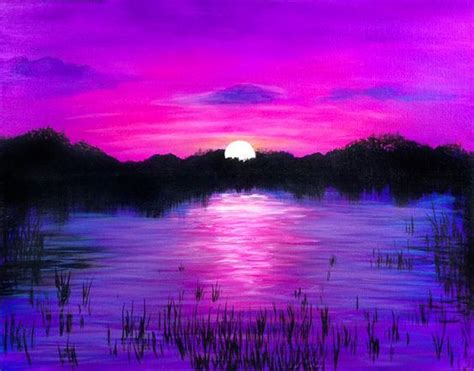 Pin by Ellen Bounds on GOD"S Beauty In Silhouette | Lake painting, Art, Landscape paintings