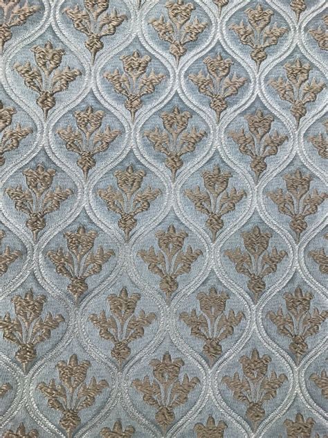 Inspired by old world french interior design, this incredibly beautiful eggshell blue Brocade ...