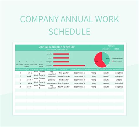 Free Annual Work Schedule Templates For Google Sheets And Microsoft ...