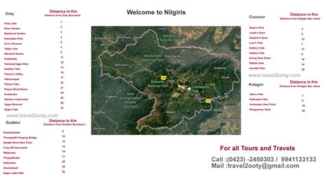 Ooty tourist map with guide and download pdf map for your Ooty Tourism