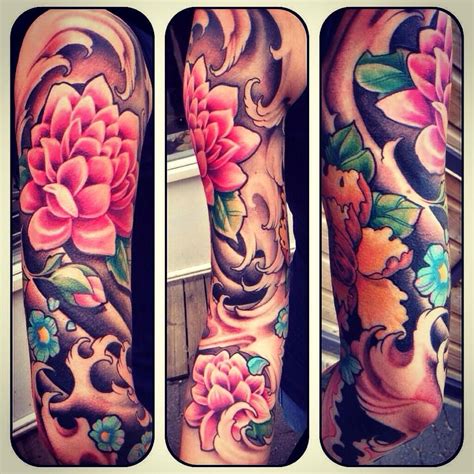 Tattoo sleeve, beautiful flowers and colours Half Sleeve Tattoos Color, Full Sleeve Tattoos ...