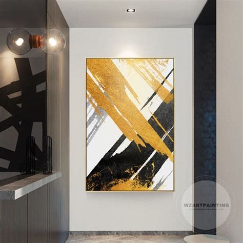 Framed Wall Art Abstract Gold Black Prints Painting on Canvas | Etsy