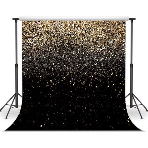 Buy WOLADA 10x10FT Gold Backdrop Glitter Backdrop Gold Spots Bokeh Backdrop Black and Gold ...