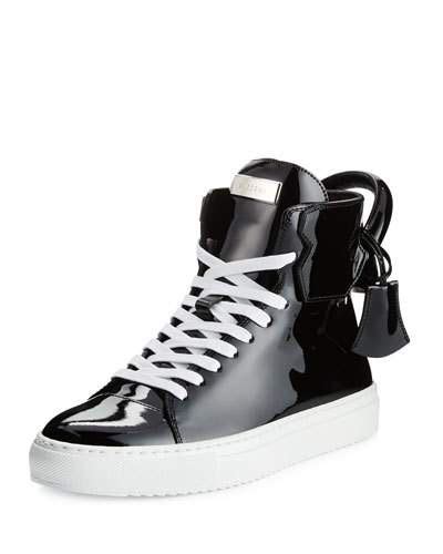 Buscemi Women's Patent Leather High-top Sneaker, Black | ModeSens