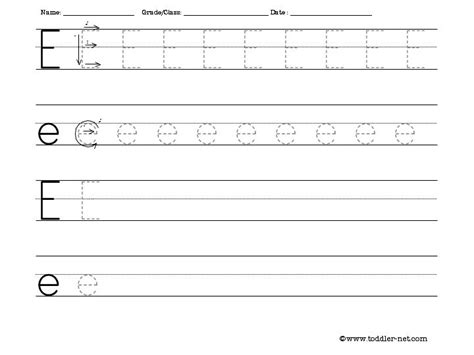 Tracing and Writing Letter E Worksheet