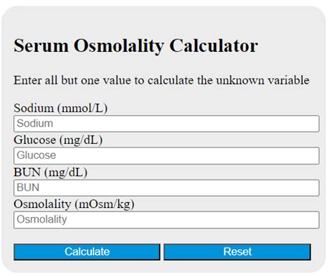 Serum Osmolality Calculator - Calculator Academy