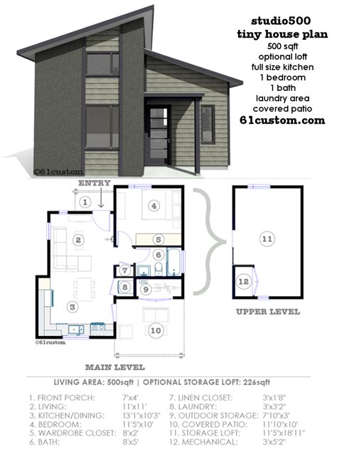 studio500: modern tiny house plan | 61custom