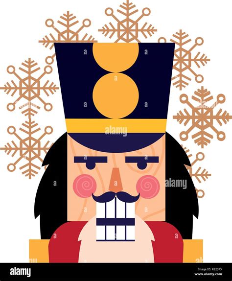 christmas nutcracker face snowflakes decoration vector illustration Stock Vector Image & Art - Alamy