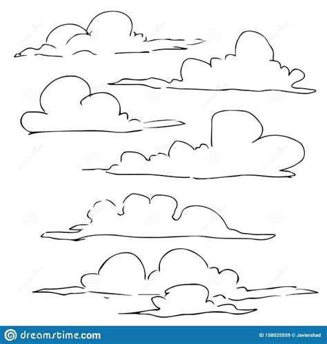 four different clouds in the sky with one line drawn on it royalty images and clippings