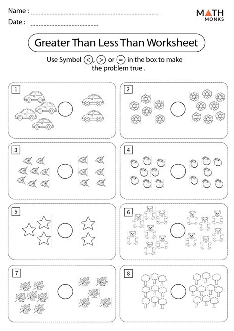 Greater Than Less Than Worksheet For Grade 1