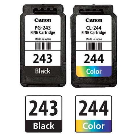 2 Pack Canon PG-243 Black and CL-244 Color PIXMA Printer Ink New Bulk ...