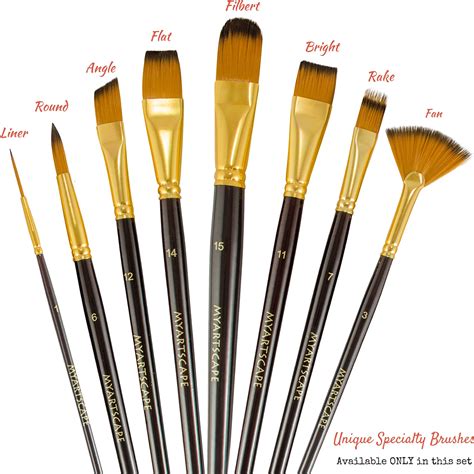 Paint Brushes - 15 Pc Brush Set for Watercolor, Acrylic, Oil & Face ...