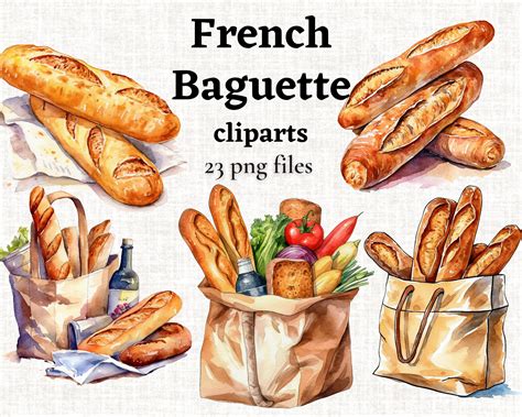 French Baguette Clipart Bread Clipart Bundle Bakery - Etsy