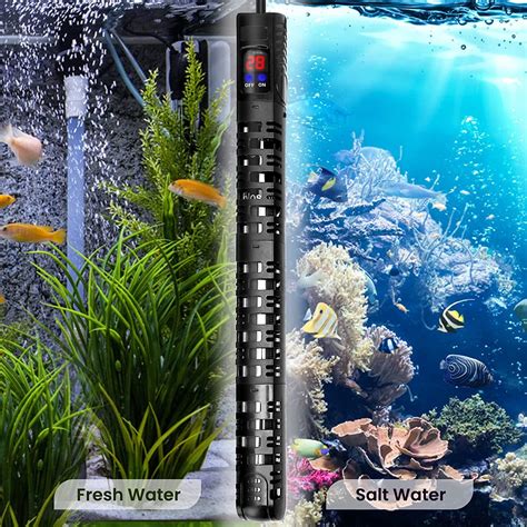 MQ Submersible Aquarium Heater, 200-500W LED Display Fish Tank Heater with External Thermostat ...