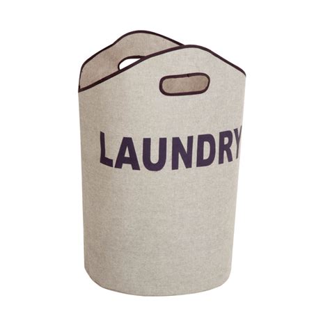 Laundry Basket with Handles, Grey & Navy