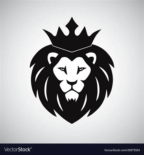 Lion king with crown logo vector image on VectorStock | Lion artwork ...