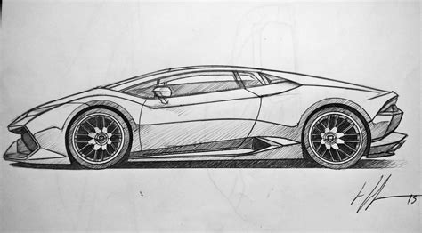 Lamborghini Huracan sketch. Ballpoint pen. : drawing