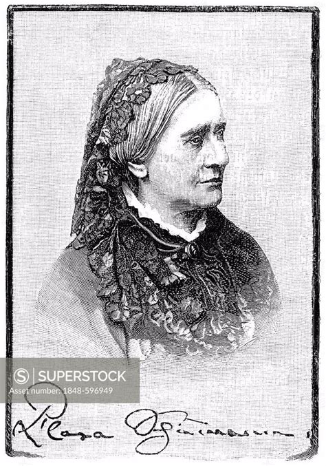 Historical drawing, portrait of Clara Josephine Schumann, 1819-1896 ...