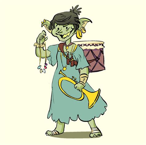 [Art] Goblin Bard! cartoon character commission : DnD