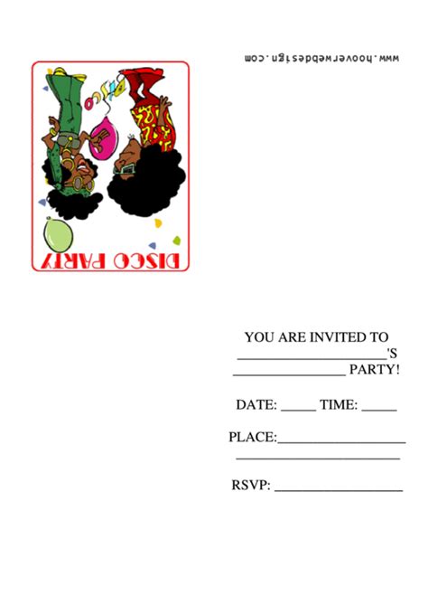 Disco Party Invitations Template printable pdf download