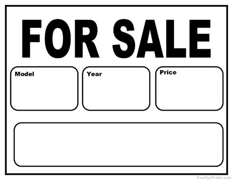 Printable Car for Sale Sign