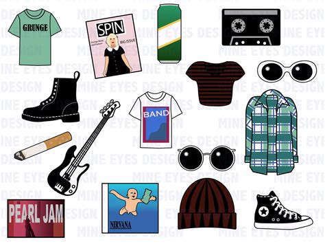 GRUNGE CLIPART 90's Music and Fashion Clip Art Icons - Etsy