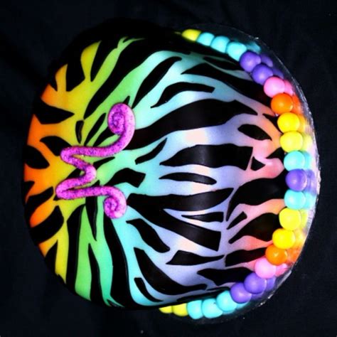 Rainbow Zebra Print Cake - CakeCentral.com