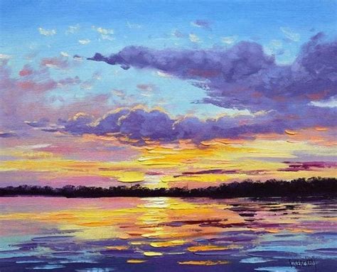 SUNSET Oil Painting , Sunrise. Sunset Ocean, Sunset Clouds, Colorful Sunset, Original Sunset ...