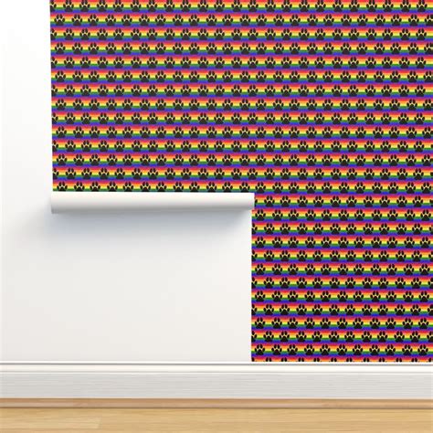 Very Rainbow! Rainbow Paw Print -- Dog, Wallpaper | Spoonflower