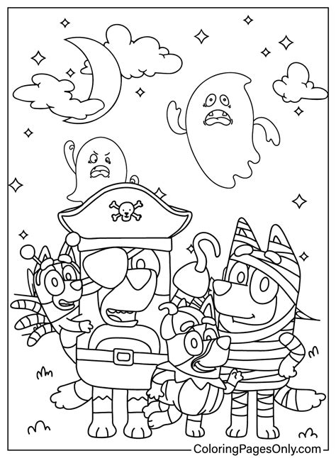 Coloring Sheet Bluey Halloween - Free Printable Coloring Pages