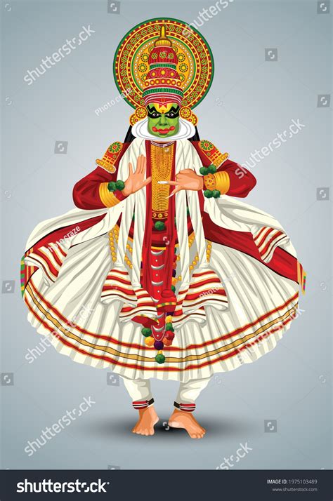 Kerala Traditional Folk Dance Kathakali Full 库存矢量图（免版税）1975103489 ...