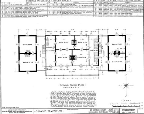 Floor Plans and Elevations Ormond Plantation, Destrehan Louisiana